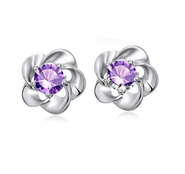 1 Pair Ig Style Lady Flower Inlay Alloy Zircon Ear Studs display picture 1