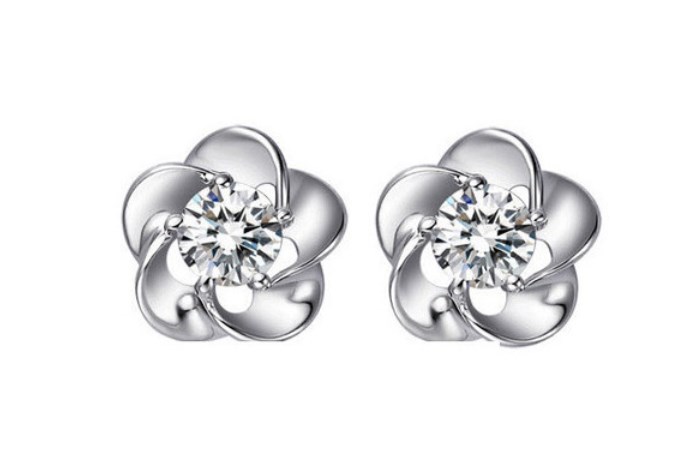 1 Pair Ig Style Lady Flower Inlay Alloy Zircon Ear Studs display picture 2