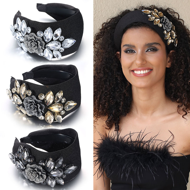 Baroque Style Water Droplets Flower Alloy Rhinestone Hair Band display picture 3