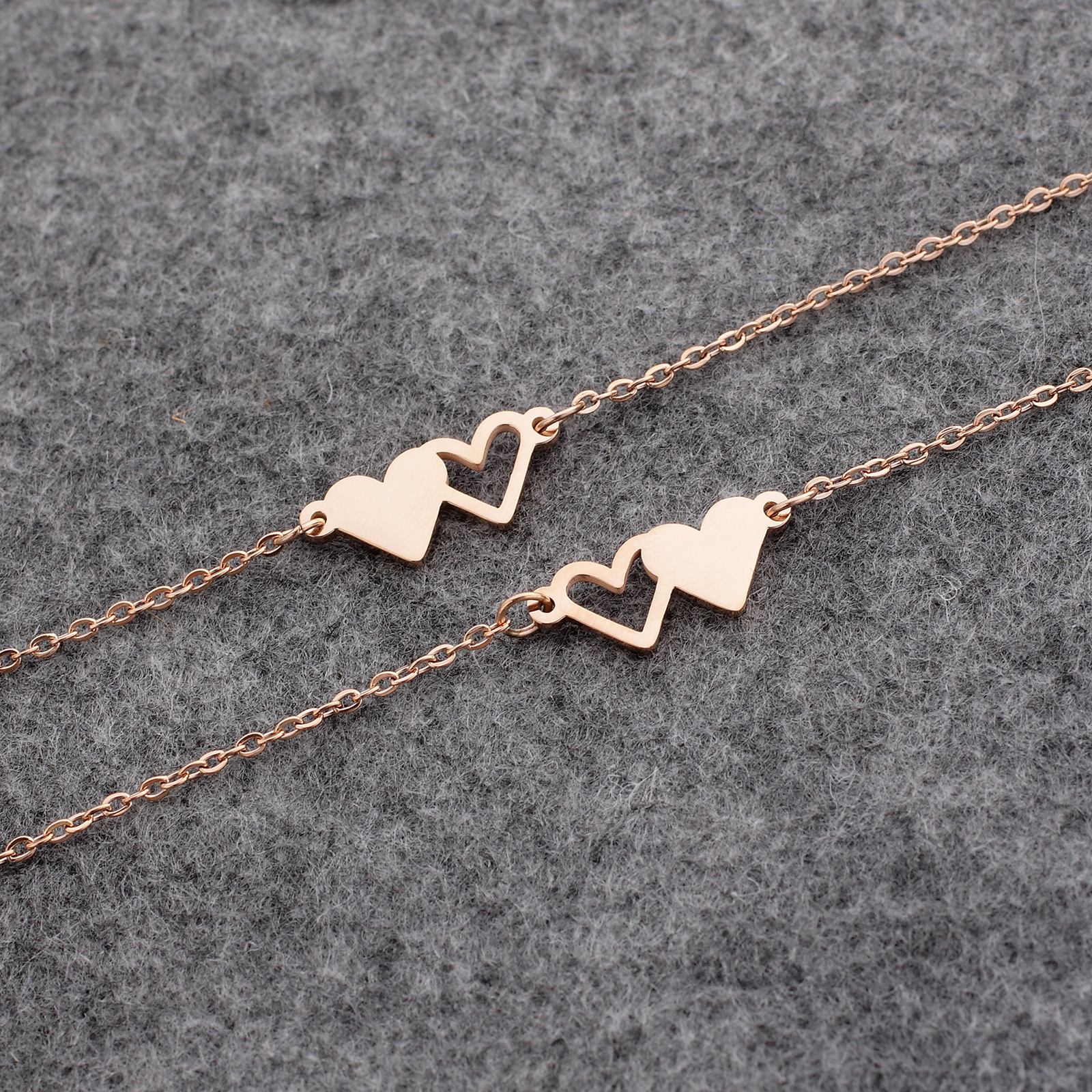 Fairy Style Heart Shape Stainless Steel Polishing Plating Rose Gold Plated Bracelets display picture 4