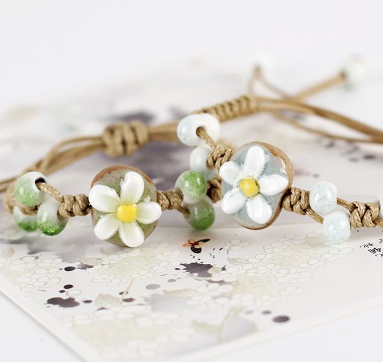 Wholesale Jewelry Elegant Pastoral Flower Ceramics Bracelets display picture 1