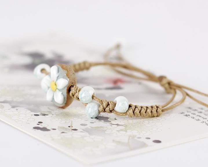 Wholesale Jewelry Elegant Pastoral Flower Ceramics Bracelets display picture 2