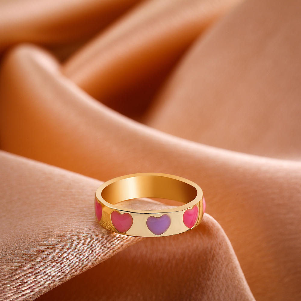 Elegant Heart Shape Alloy Printing Women's Rings display picture 6