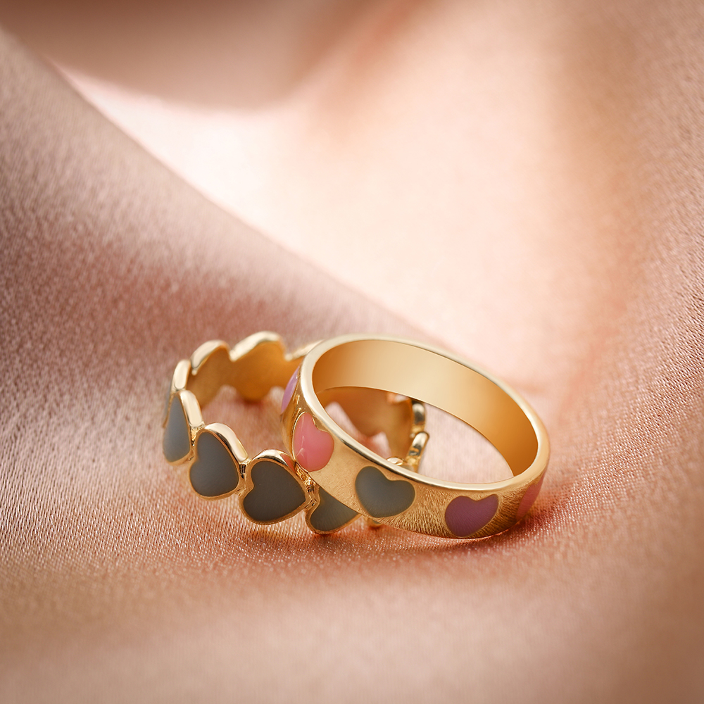 Elegant Heart Shape Alloy Printing Women's Rings display picture 10