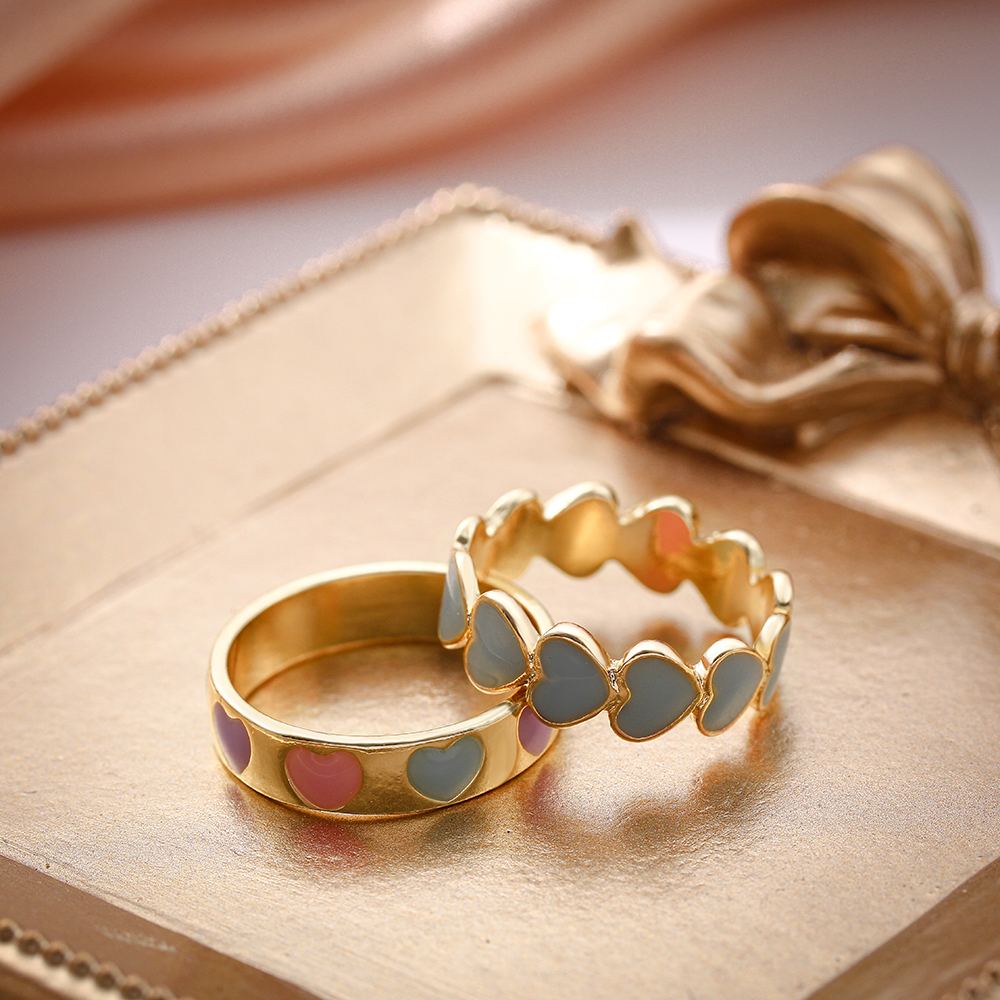 Elegant Heart Shape Alloy Printing Women's Rings display picture 18