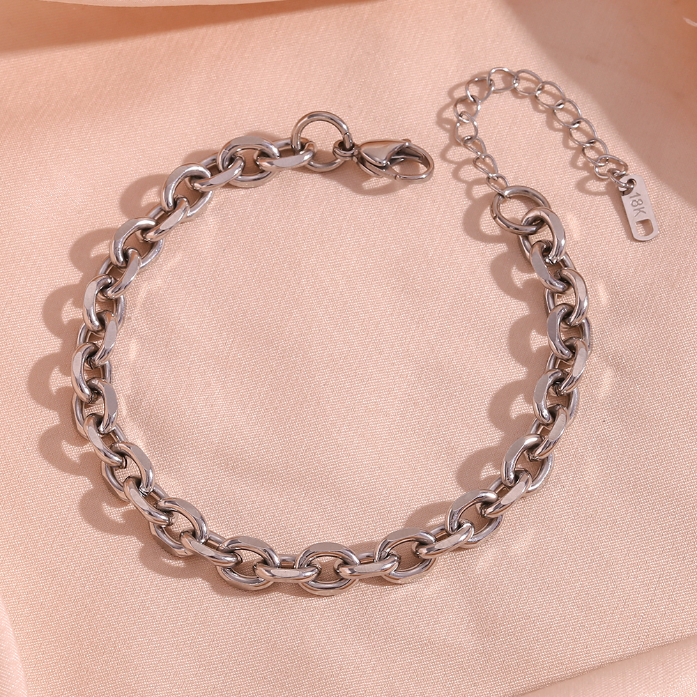 Simple Style Classic Style Oval Stainless Steel Women's Anklet display picture 8