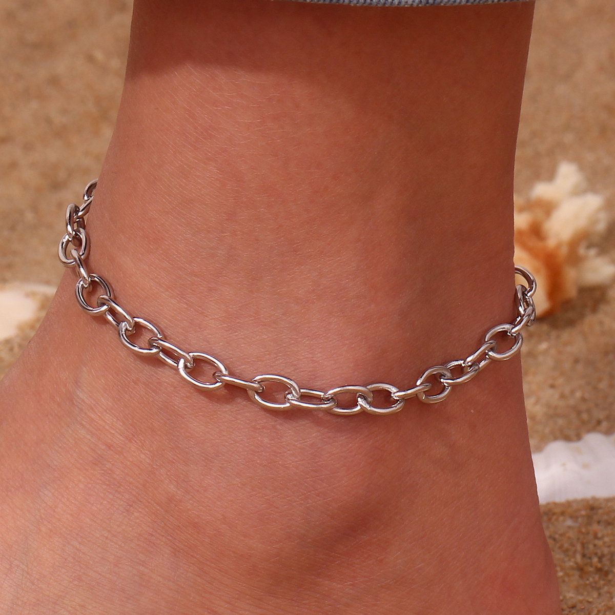 Simple Style Classic Style Oval Stainless Steel Women's Anklet display picture 12