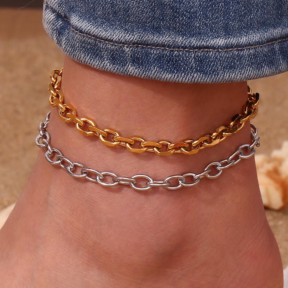 Simple Style Classic Style Oval Stainless Steel Women's Anklet display picture 13