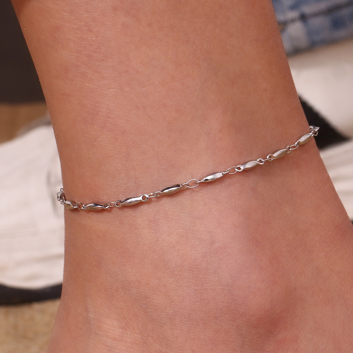 Simple Style Classic Style Oval Stainless Steel Women's Anklet display picture 14