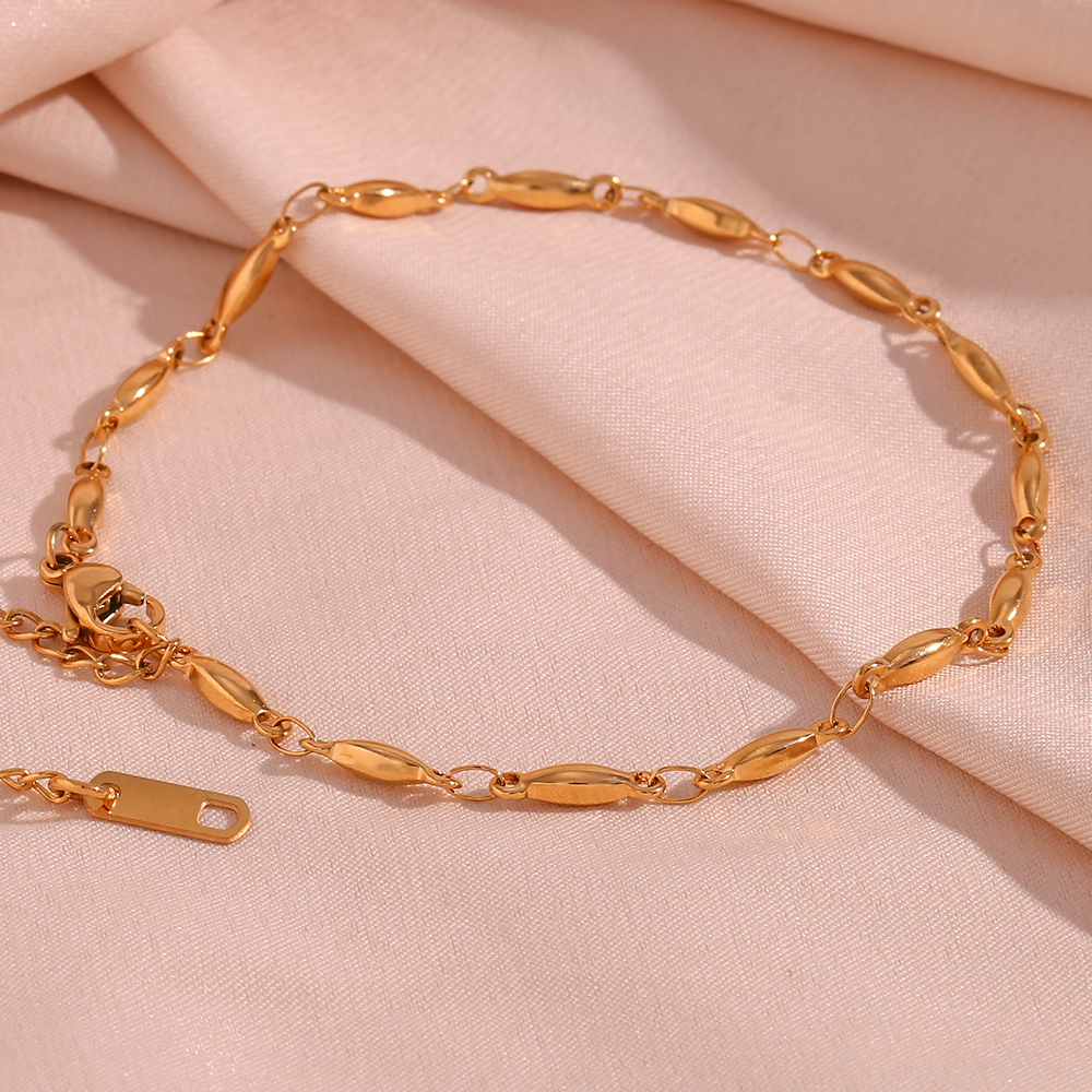 Simple Style Classic Style Solid Color 18k Gold Plated Stainless Steel Wholesale Anklet display picture 6