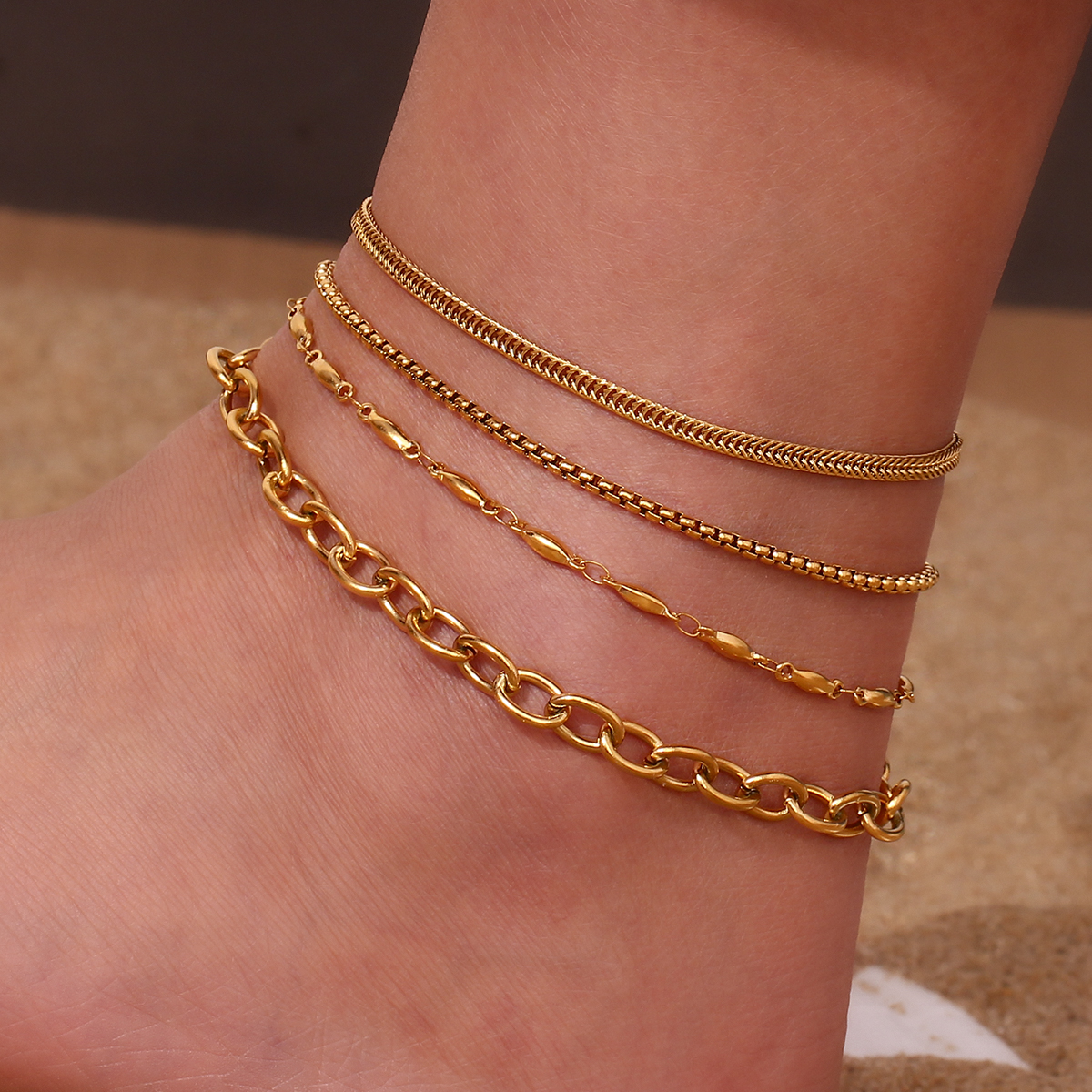 Simple Style Classic Style Solid Color 18k Gold Plated Stainless Steel Wholesale Anklet display picture 13