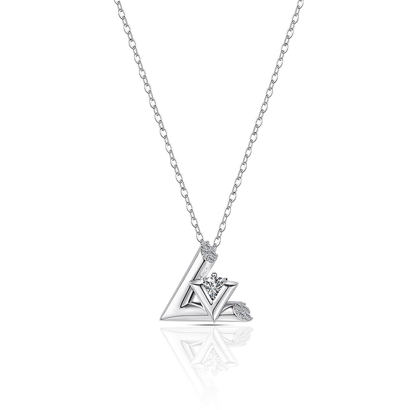Elegant Luxurious Queen Triangle Sterling Silver Plating Inlay Zircon White Gold Plated Pendant Necklace display picture 2