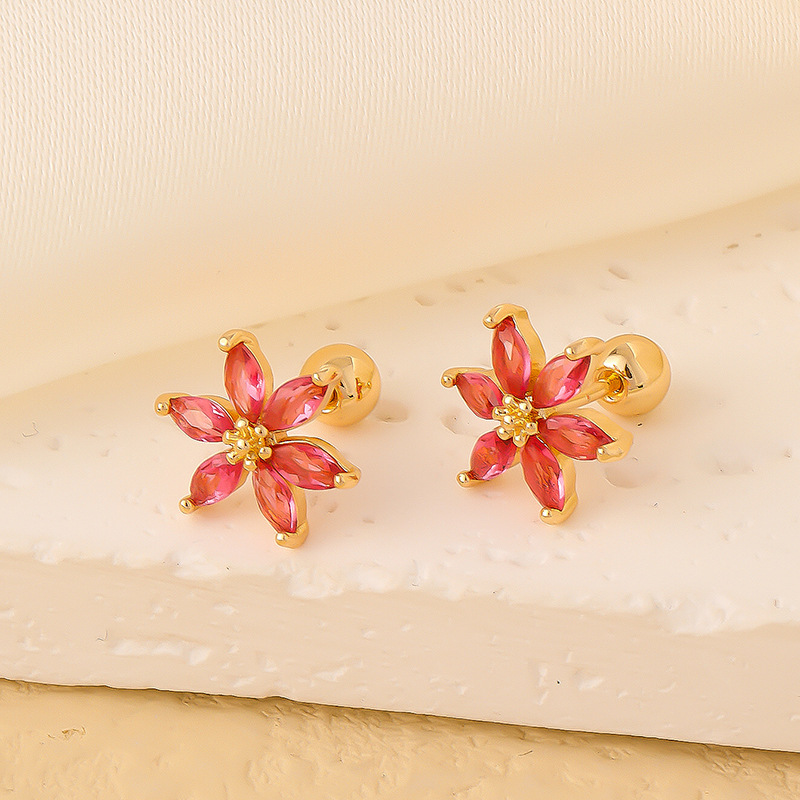 1 Pair Elegant Sweet Swan Flower Butterfly Plating Inlay 304 Stainless Steel Copper Zircon Gold Plated Ear Studs display picture 13