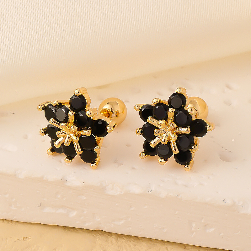 1 Pair Elegant Sweet Swan Flower Butterfly Plating Inlay 304 Stainless Steel Copper Zircon Gold Plated Ear Studs display picture 14