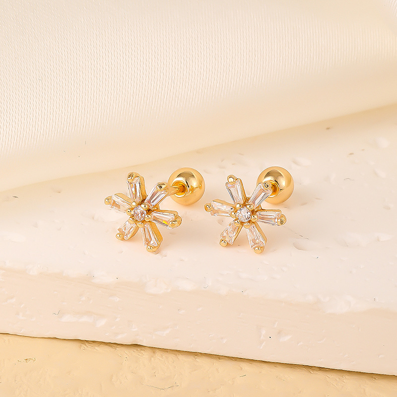 1 Pair Elegant Sweet Swan Flower Butterfly Plating Inlay 304 Stainless Steel Copper Zircon Gold Plated Ear Studs display picture 11