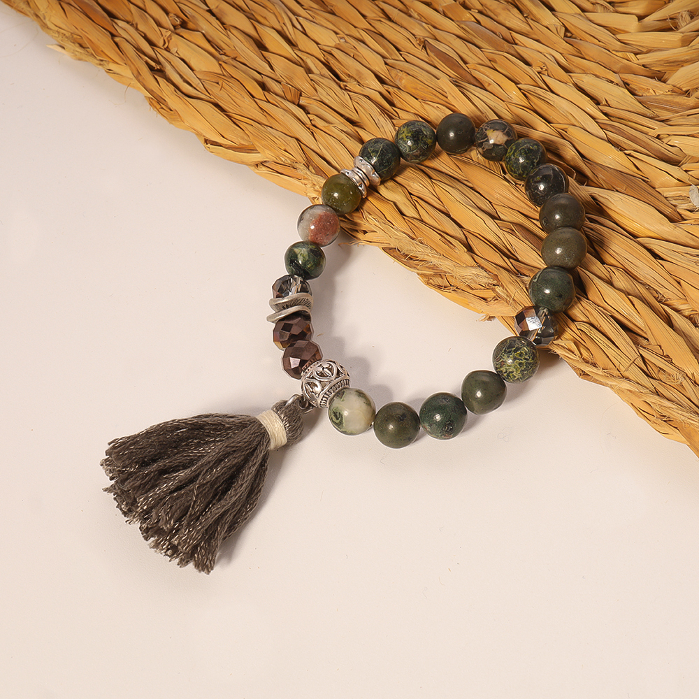 Wholesale Ethnic Style Bohemian Tassel Natural Stone Beaded Wristband display picture 3