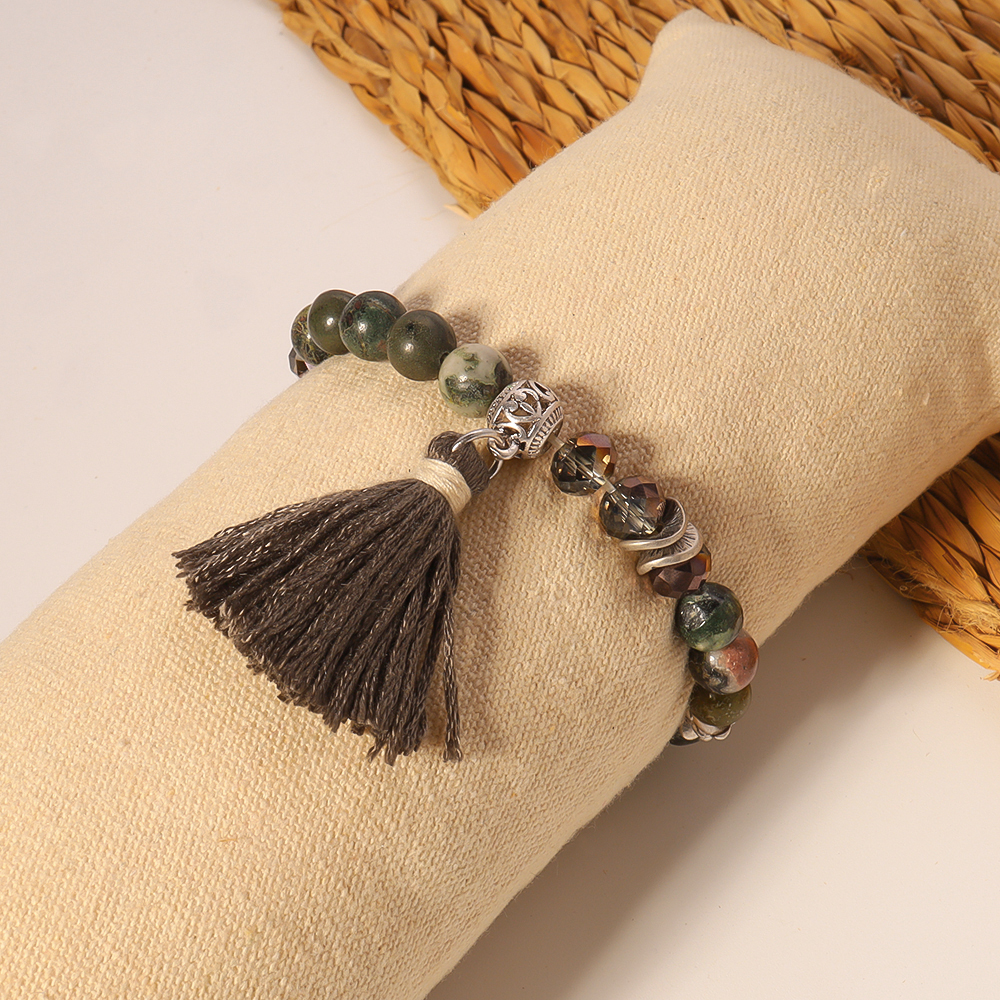 Wholesale Ethnic Style Bohemian Tassel Natural Stone Beaded Wristband display picture 2