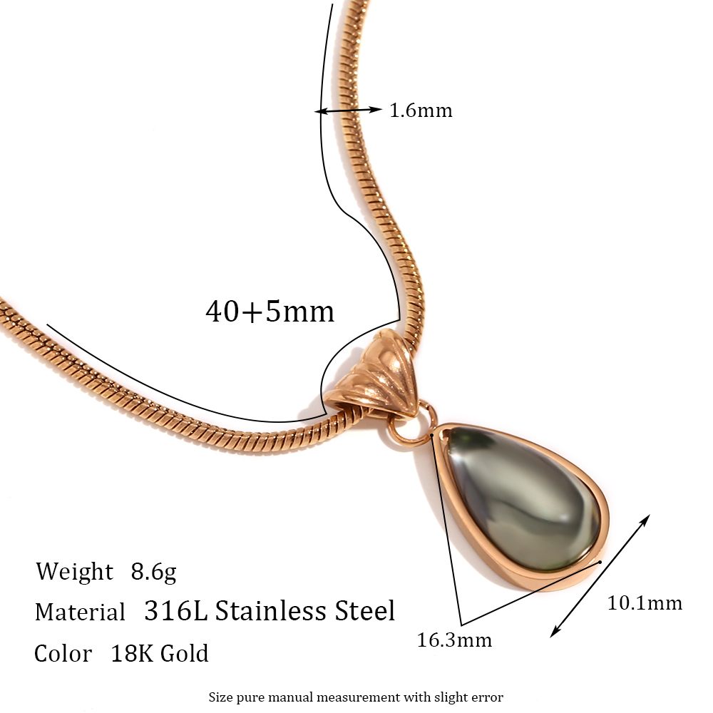 Vintage Style Classic Style Water Droplets Stainless Steel Plating Inlay Rhinestones 18k Gold Plated Pendant Necklace display picture 2
