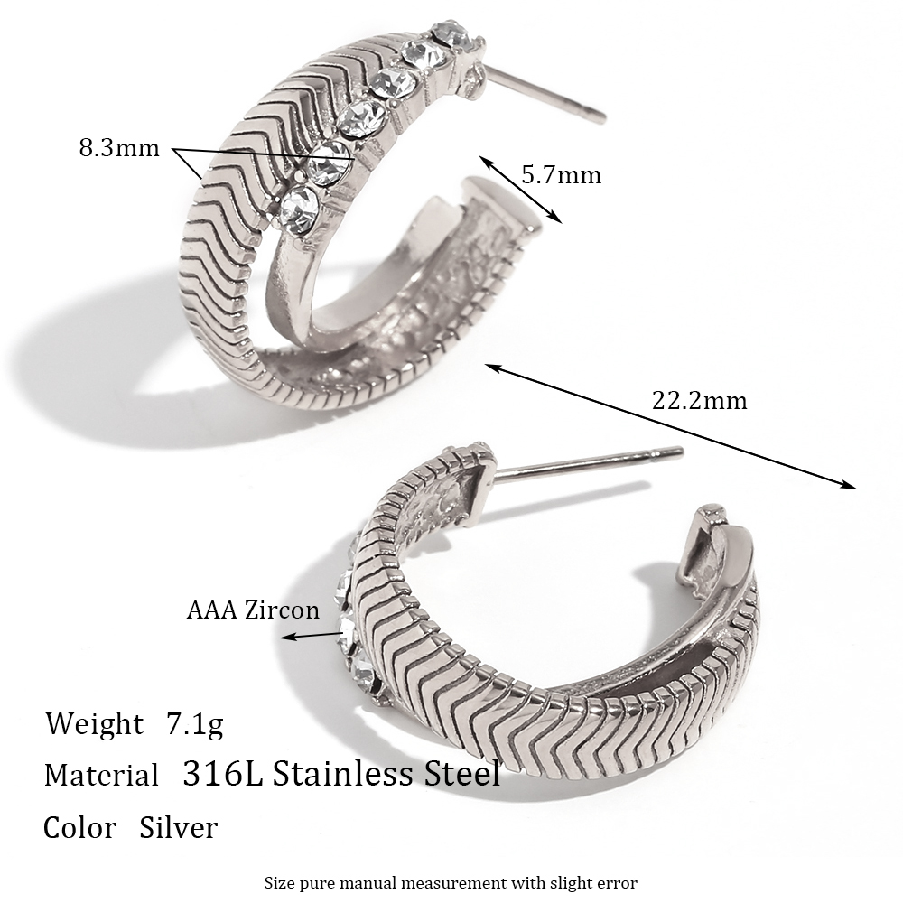 Hip-hop Retro Solid Color Stainless Steel Inlay Rhinestones Rings Earrings Necklace display picture 2
