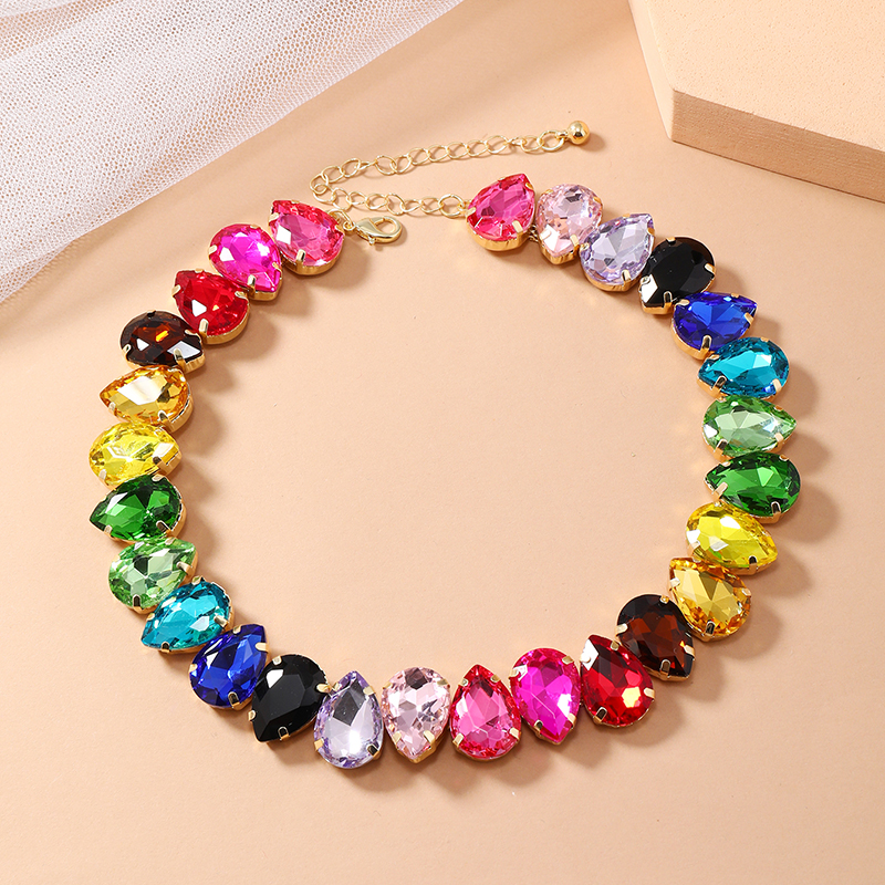 Simple Style Water Droplets Artificial Diamond Alloy Wholesale Necklace display picture 2