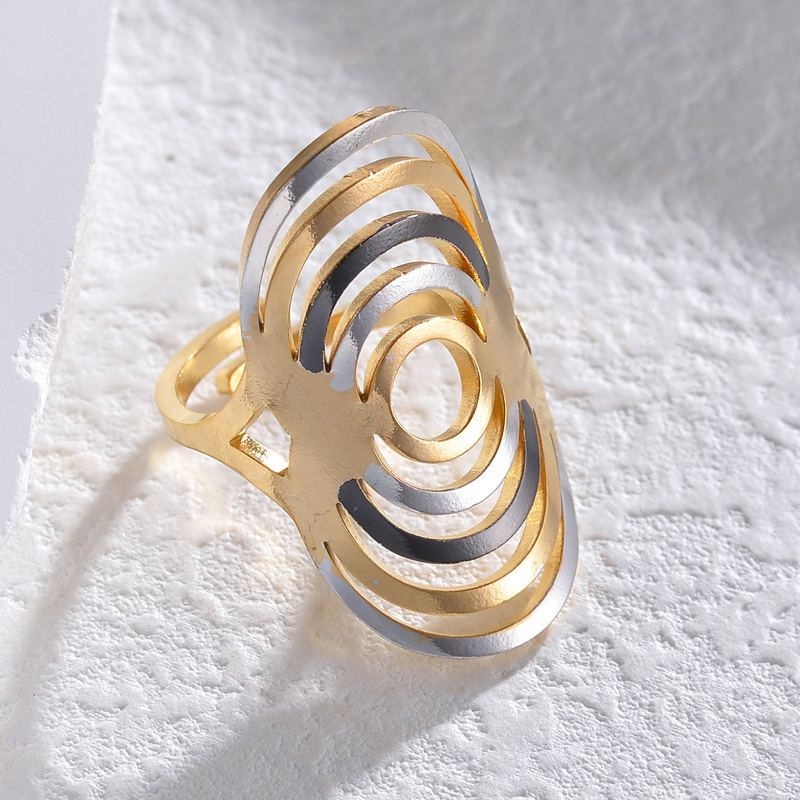 304 Stainless Steel 18K Gold Plated Streetwear Plating Color Block Open Rings display picture 2