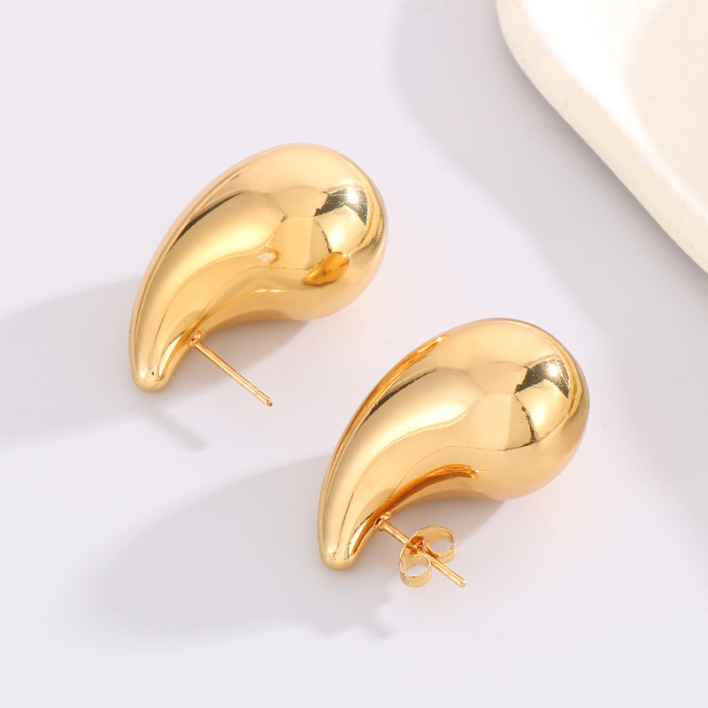 1 Pair Modern Style Water Droplets Plating Stainless Steel 18K Gold Plated Ear Studs display picture 2