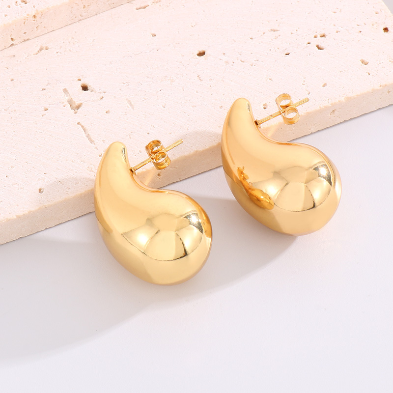 1 Pair Modern Style Water Droplets Plating Stainless Steel 18K Gold Plated Ear Studs display picture 5
