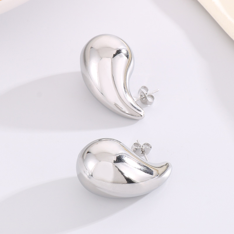 1 Pair Modern Style Water Droplets Plating Stainless Steel 18K Gold Plated Ear Studs display picture 9
