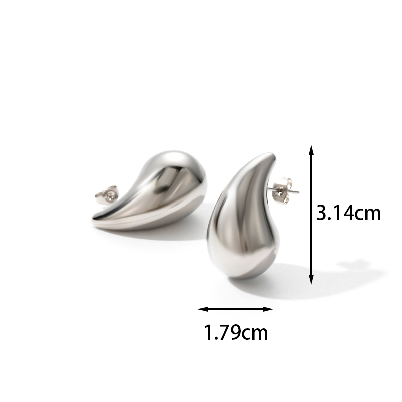 1 Pair Elegant Simple Style Water Droplets Stainless Steel Ear Studs display picture 2