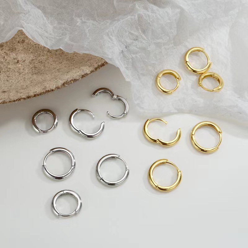 3 Pairs Simple Style Circle Polishing Plating 304 Stainless Steel 18K Gold Plated Earrings display picture 4
