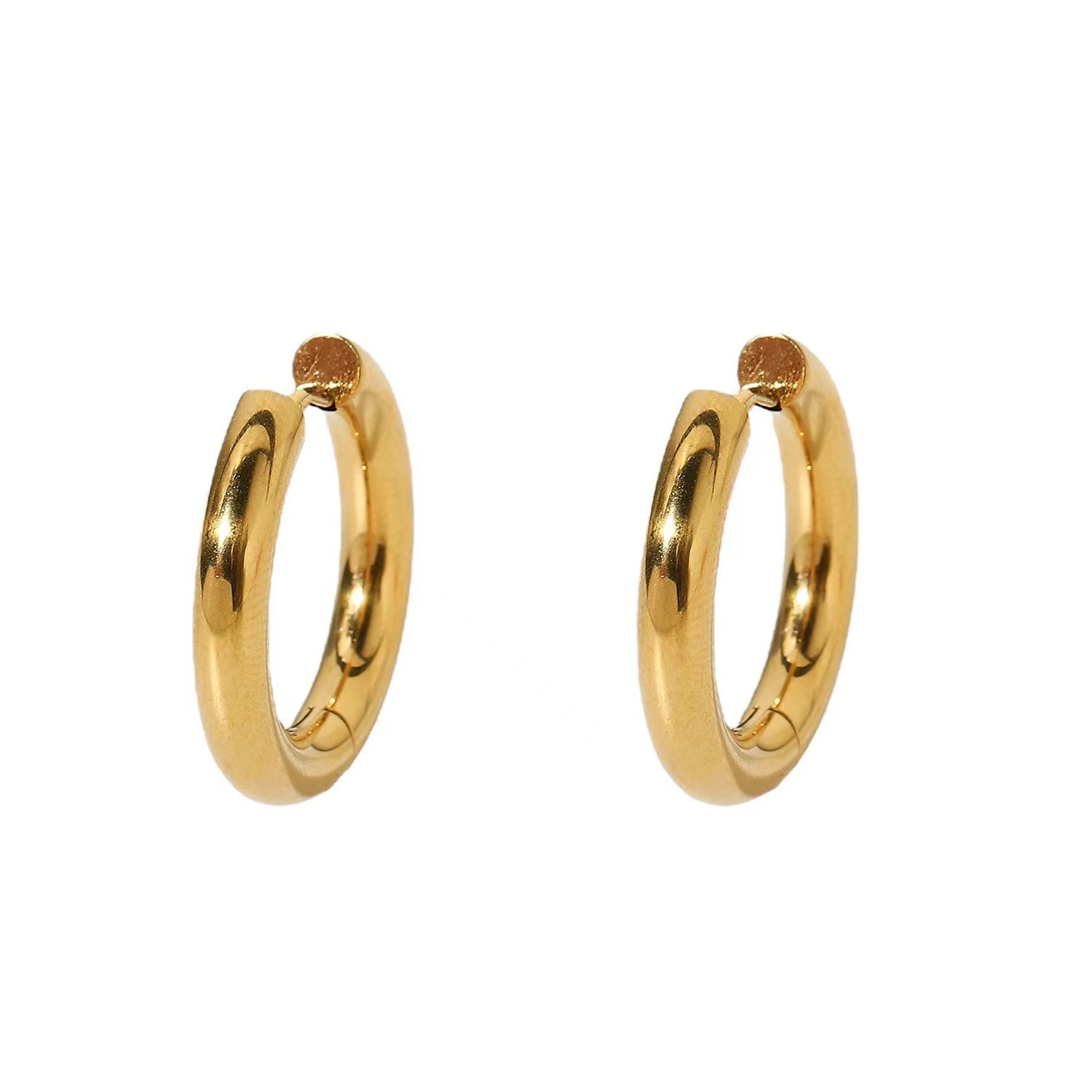 3 Pairs Simple Style Circle Polishing Plating 304 Stainless Steel 18K Gold Plated Earrings display picture 5