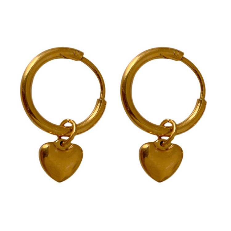 1 Pair Vintage Style Heart Shape Plating 304 Stainless Steel 18K Gold Plated Drop Earrings display picture 5