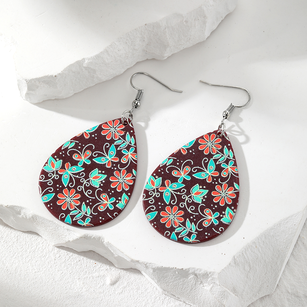 1 Pair Casual Vacation Water Droplets Flower Butterfly Resin Drop Earrings display picture 3