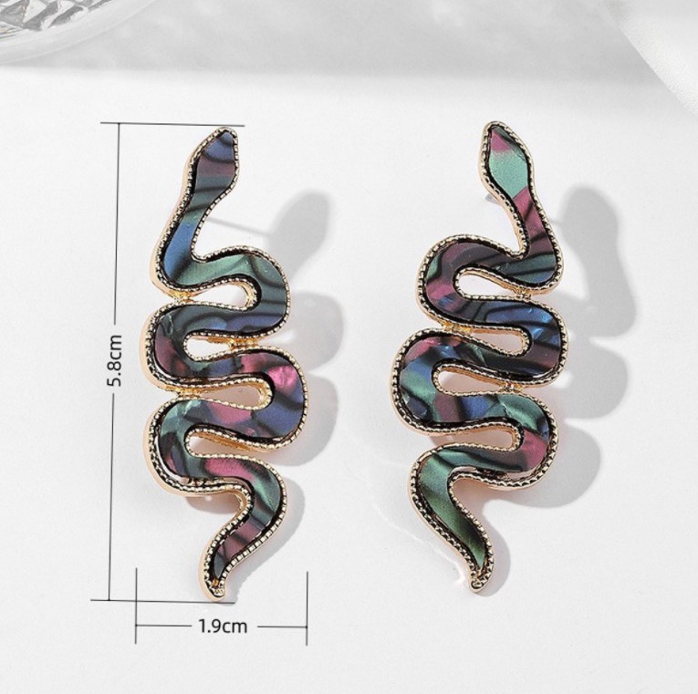 1 Pair Retro Geometric Snake Alloy Earrings display picture 1