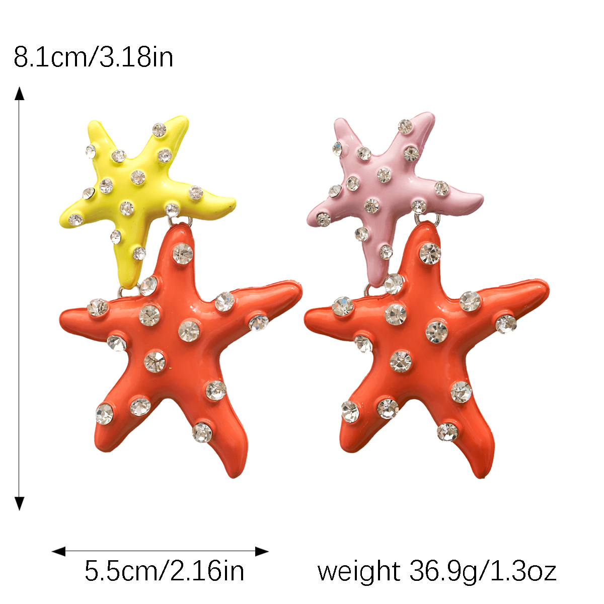 1 Pair Vacation Beach Starfish Inlay Alloy Rhinestones Drop Earrings display picture 5