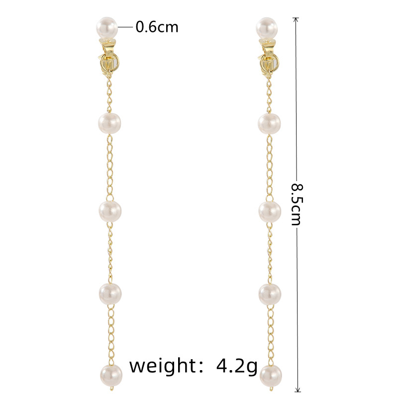 1 Pair Elegant Tassel Plating Artificial Pearl Iron Drop Earrings display picture 8