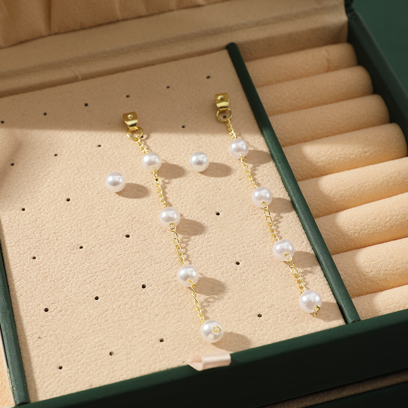 1 Pair Elegant Tassel Plating Artificial Pearl Iron Drop Earrings display picture 4