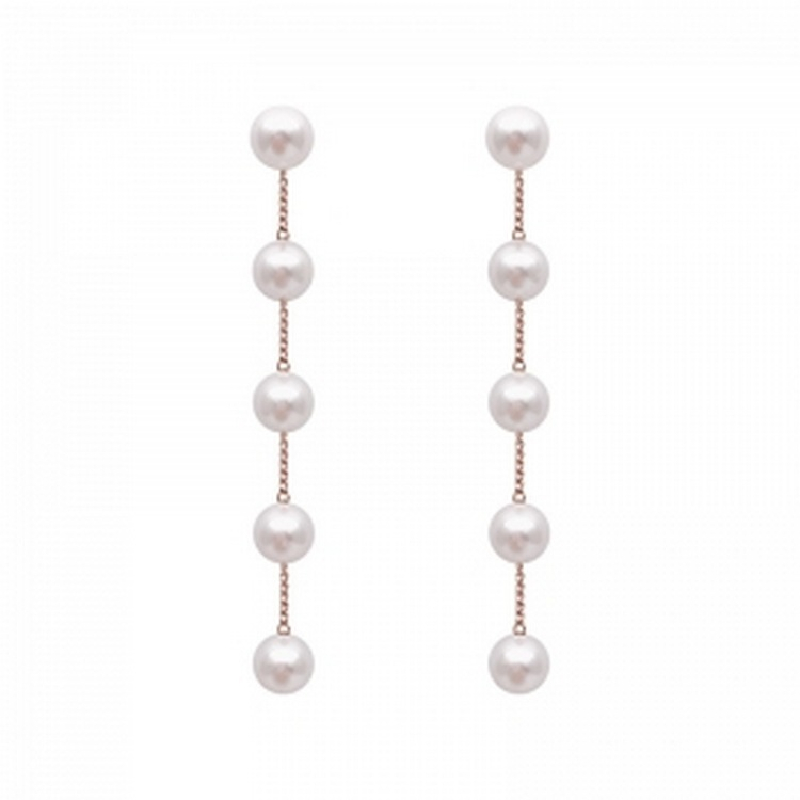 1 Pair Elegant Tassel Plating Artificial Pearl Iron Drop Earrings display picture 3