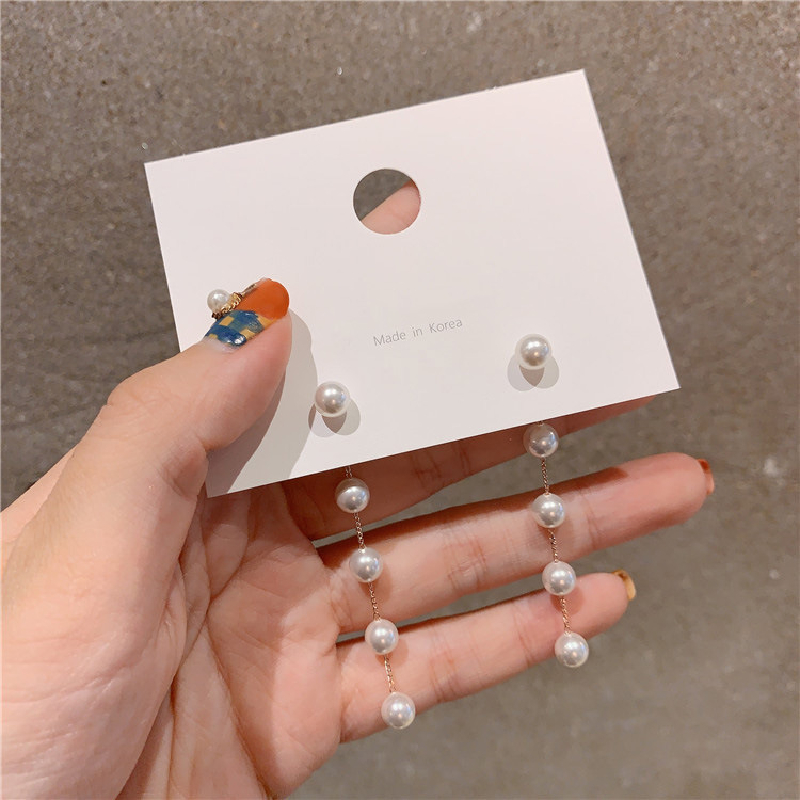 1 Pair Elegant Tassel Plating Artificial Pearl Iron Drop Earrings display picture 9