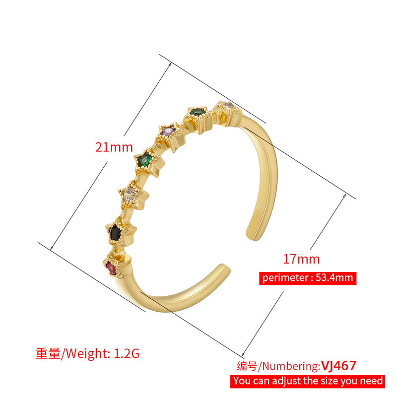 Elegant Luxurious Star Copper Plating Inlay Zircon 18k Gold Plated Open Rings display picture 29