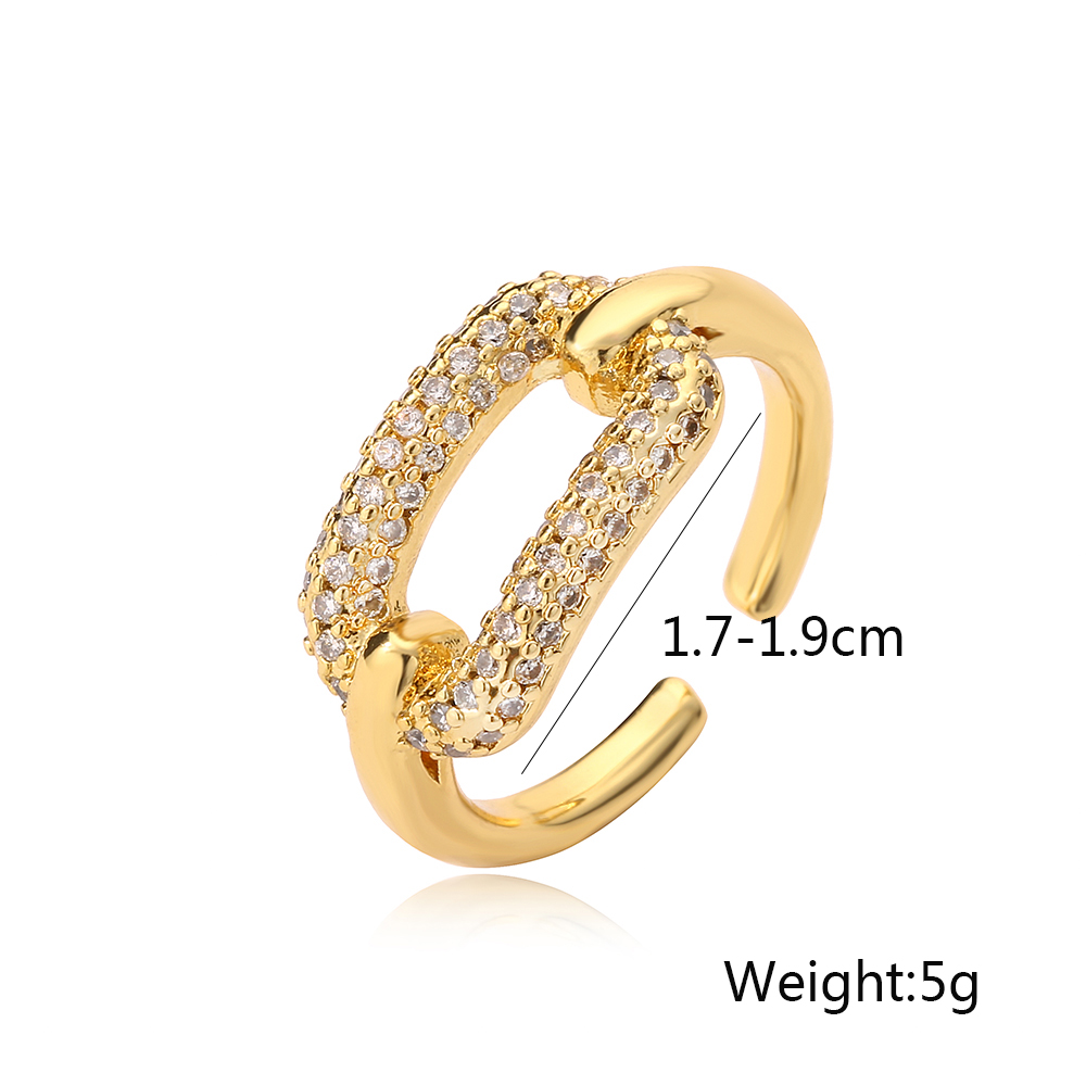 Style Simple Commuer Géométrique Le Cuivre Placage Incruster Zircon Plaqué Or 18k Anneau Ouvert display picture 1