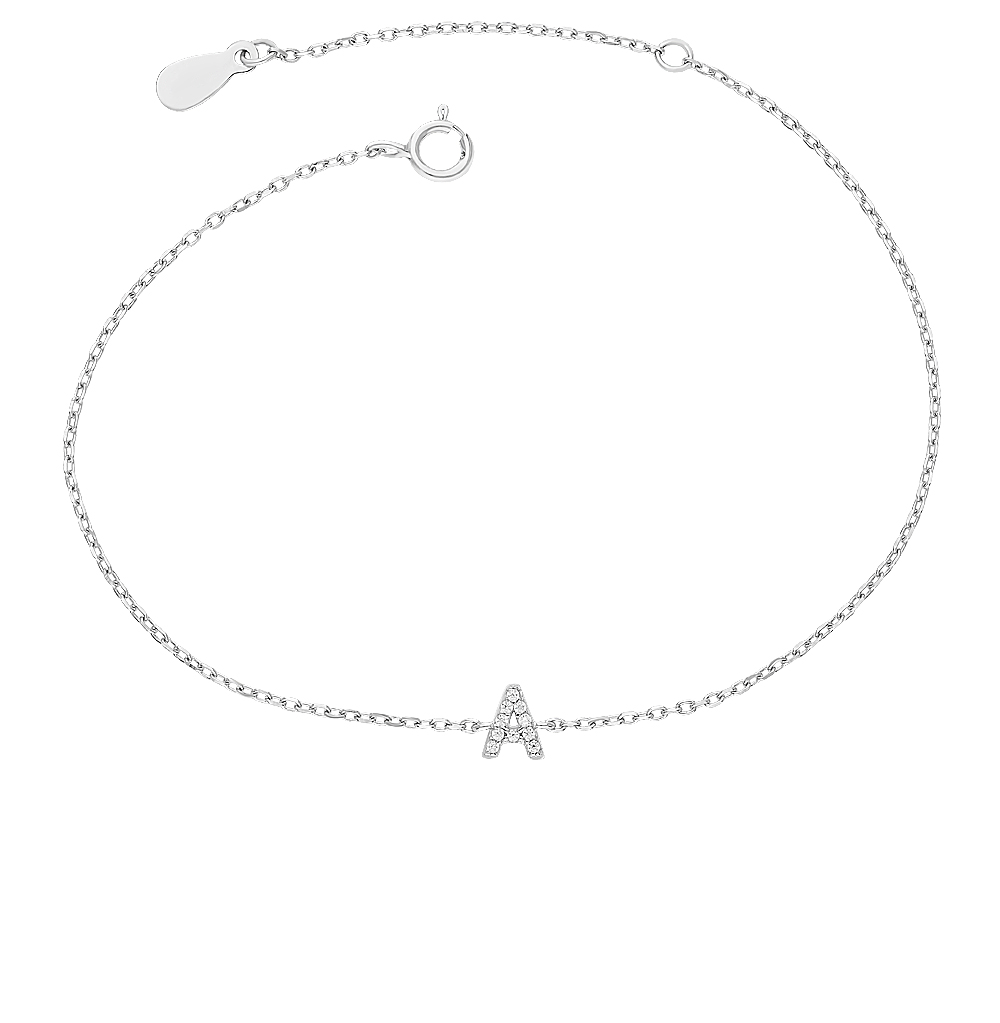 Fairy Style Simple Style Letter Sterling Silver White Gold Plated Zircon Bracelets In Bulk display picture 1