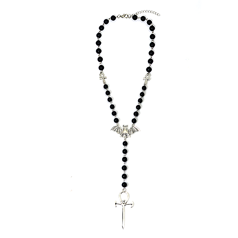Wholesale Jewelry Classical Cross Alloy Ancient Silver-plated Long Necklace display picture 1