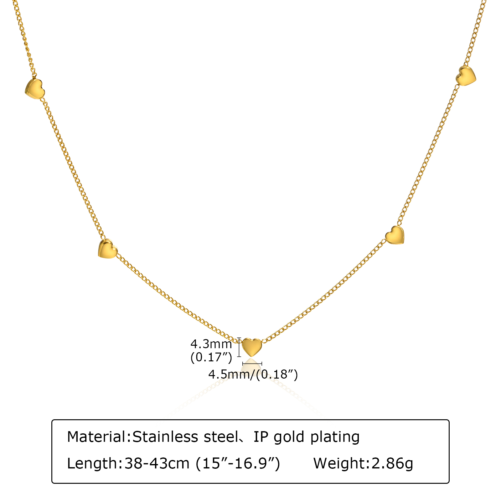 Stainless Steel Titanium Steel Gold Plated Casual Simple Style Plating Heart Shape Necklace display picture 5