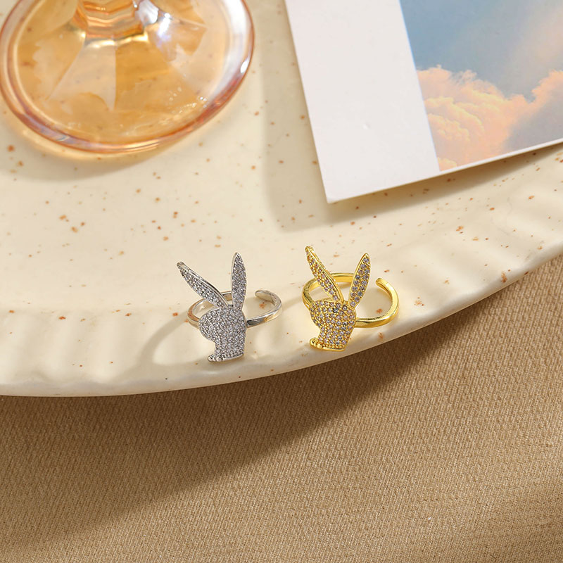 Cute Retro Rabbit Copper Plating Inlay Zircon 14k Gold Plated White Gold Plated Women's Rings display picture 4