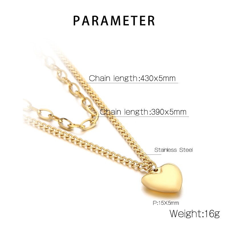 Stainless Steel Titanium Steel 18K Gold Plated Casual Modern Style Plating Heart Shape Layered Necklaces display picture 11