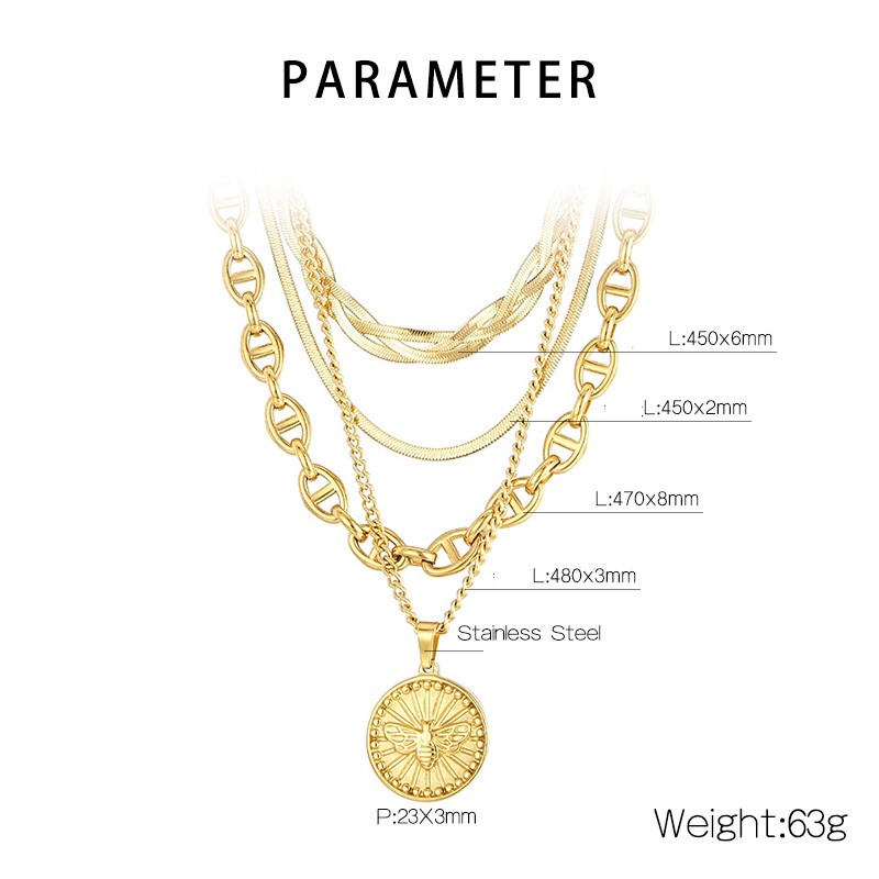 Stainless Steel Titanium Steel 18K Gold Plated Modern Style Plating Coin Layered Necklaces display picture 13