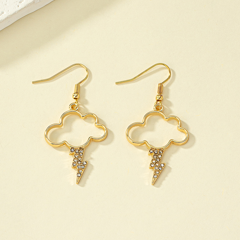 1 Pair Artistic Clouds Lightning Plating Inlay Alloy Rhinestones Drop Earrings display picture 5