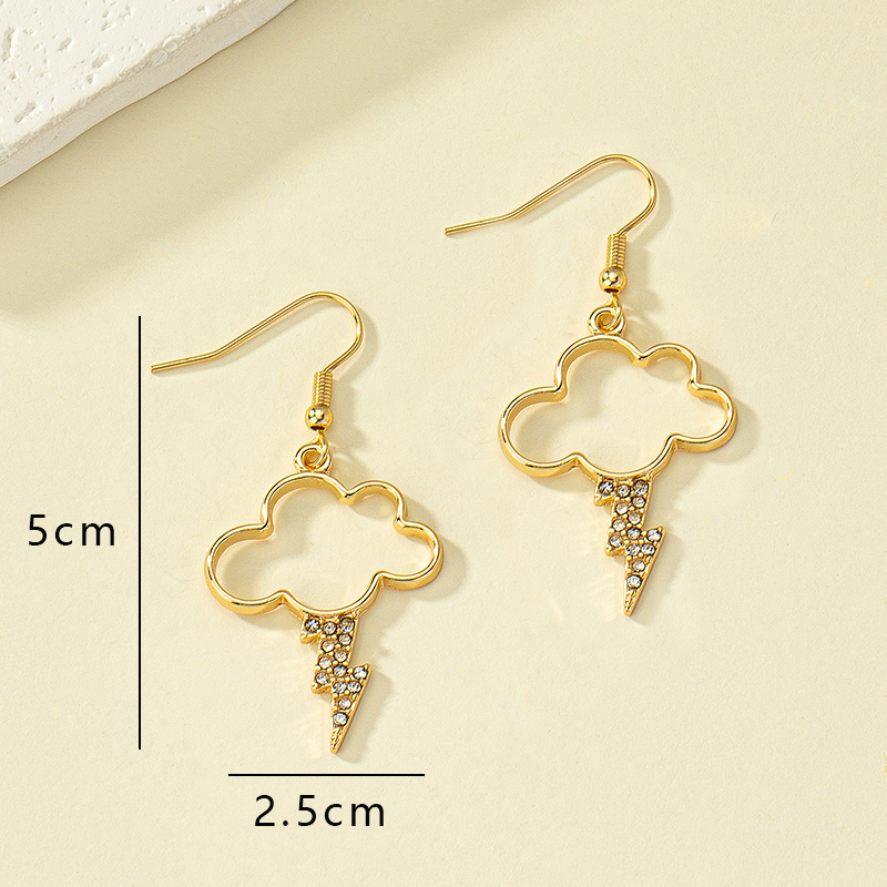 1 Pair Artistic Clouds Lightning Plating Inlay Alloy Rhinestones Drop Earrings display picture 6