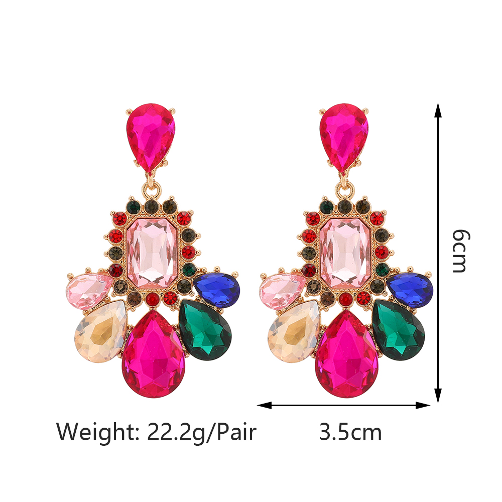1 Pair Elegant Luxurious Lady Water Droplets Inlay Zinc Alloy Glass Dangling Earrings display picture 1